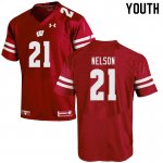 Youth Wisconsin Badgers NCAA #21 Cooper Nelson Red Authentic Under Armour Stitched College Football Jersey PP31D43ST